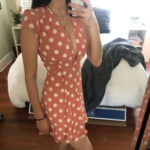 Reformation polka dot mini dress